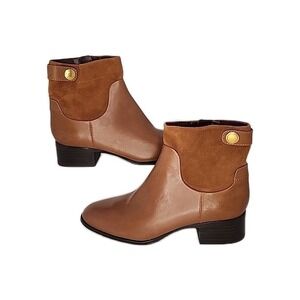 Franco Sarto Jessica Cognac Leather Ankle Boots Shoes Women's 7.5 M